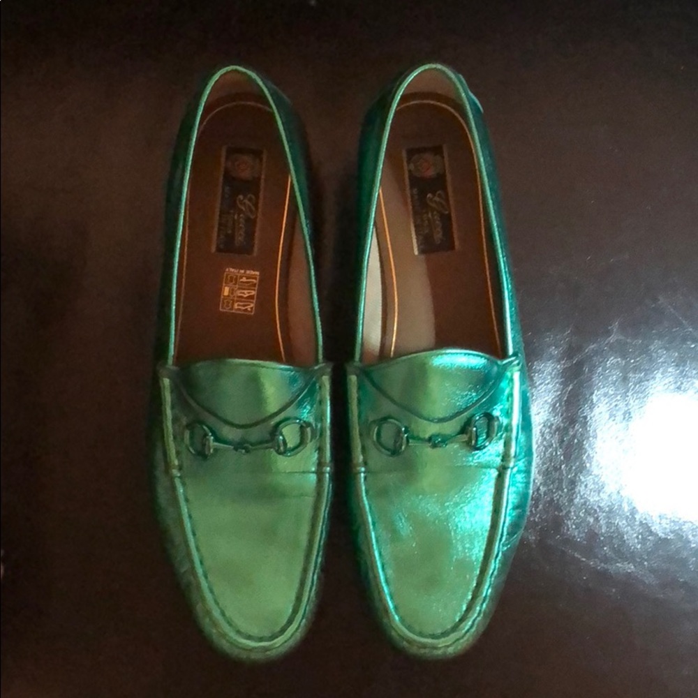 Metallic green Gucci loafer, size 41